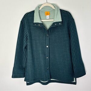 Ruby Rd Windowpane Checkered Relaxed Fit Snap Front Jacket Shacket Size Small